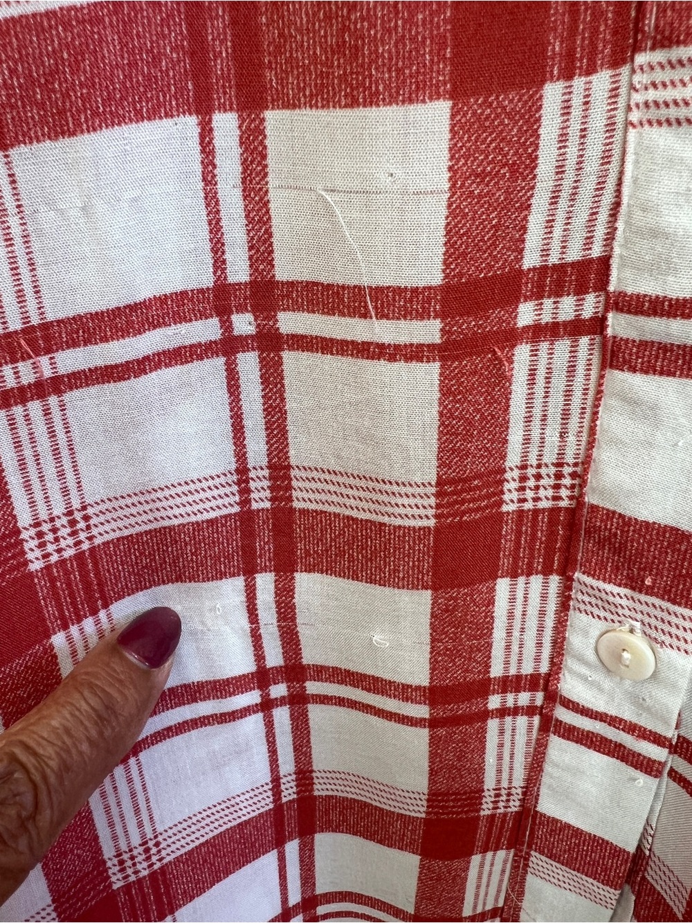Umgee Plaid Button Front Shirt Dress Rayon Tie Waist Red White Small NWT Cottage - Picture 9 of 10